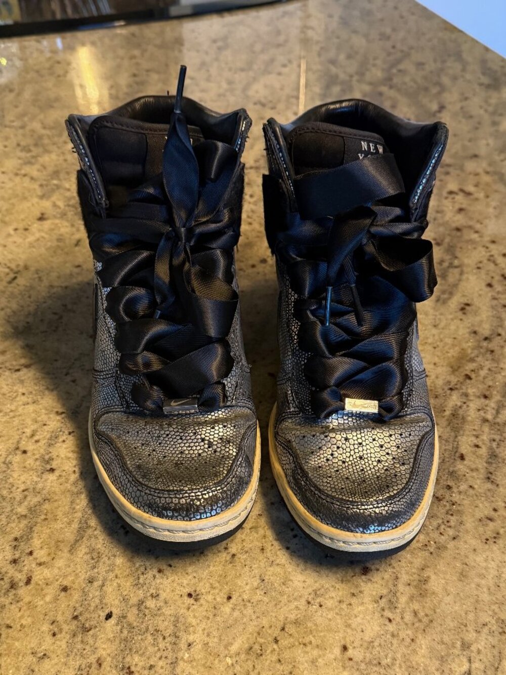 Nike Dunk Sky Hi City NYC Hidden Wedge Heel Black Silver Size 7.5